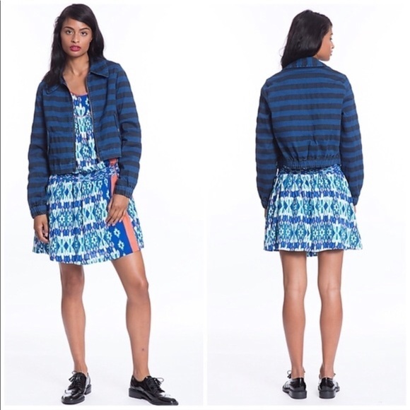 Plenty by Tracy Reese Stripe Boyfriend Jacket Blue - Picture 1 of 6